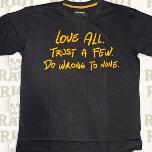 Reason Brand “Love All. Trust a Few.” Graphic Tee — Black (L)